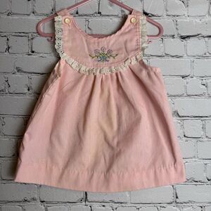 VTG Carters Girls Overall Pinafore Dress Seersucker Stripes Made In USA 24 Month